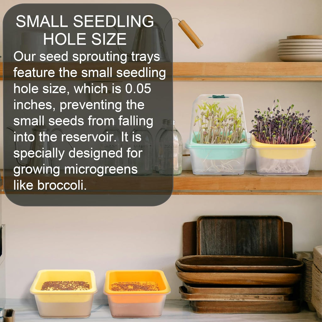 Microgreen Growing Trays, 5" x 5" Sprouting Tray with Humidity Dome, 1.2 mm Small Mesh Holes, BPA Free, Sprouter Kit