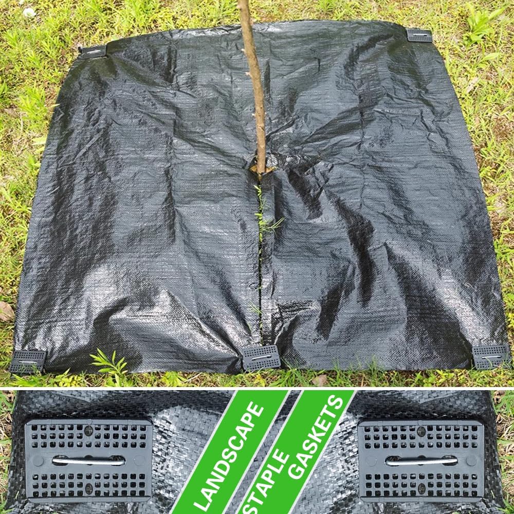 Bakulyor 100 Pcs Landscape Staples + 100 Pcs Gasket, 6 Inch Garden Stakes Staples 11 Gauge U Shaped Galvanized Lawn