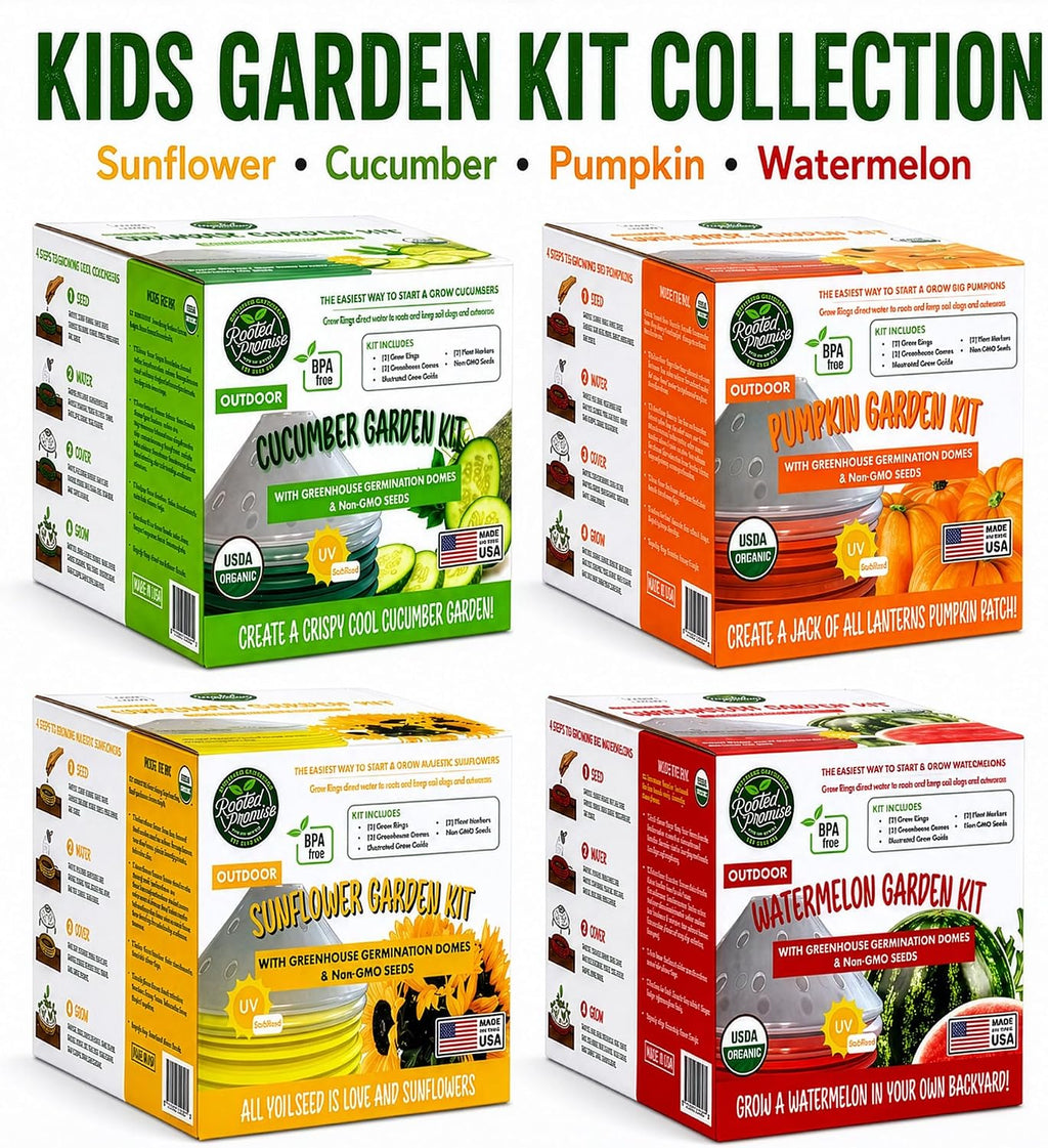 Kids Cucumber Garden Kit – Grow Your Own Cucumbers from Seeds with Greenhouse Germination Domes & Grow Rings, Non-GMO