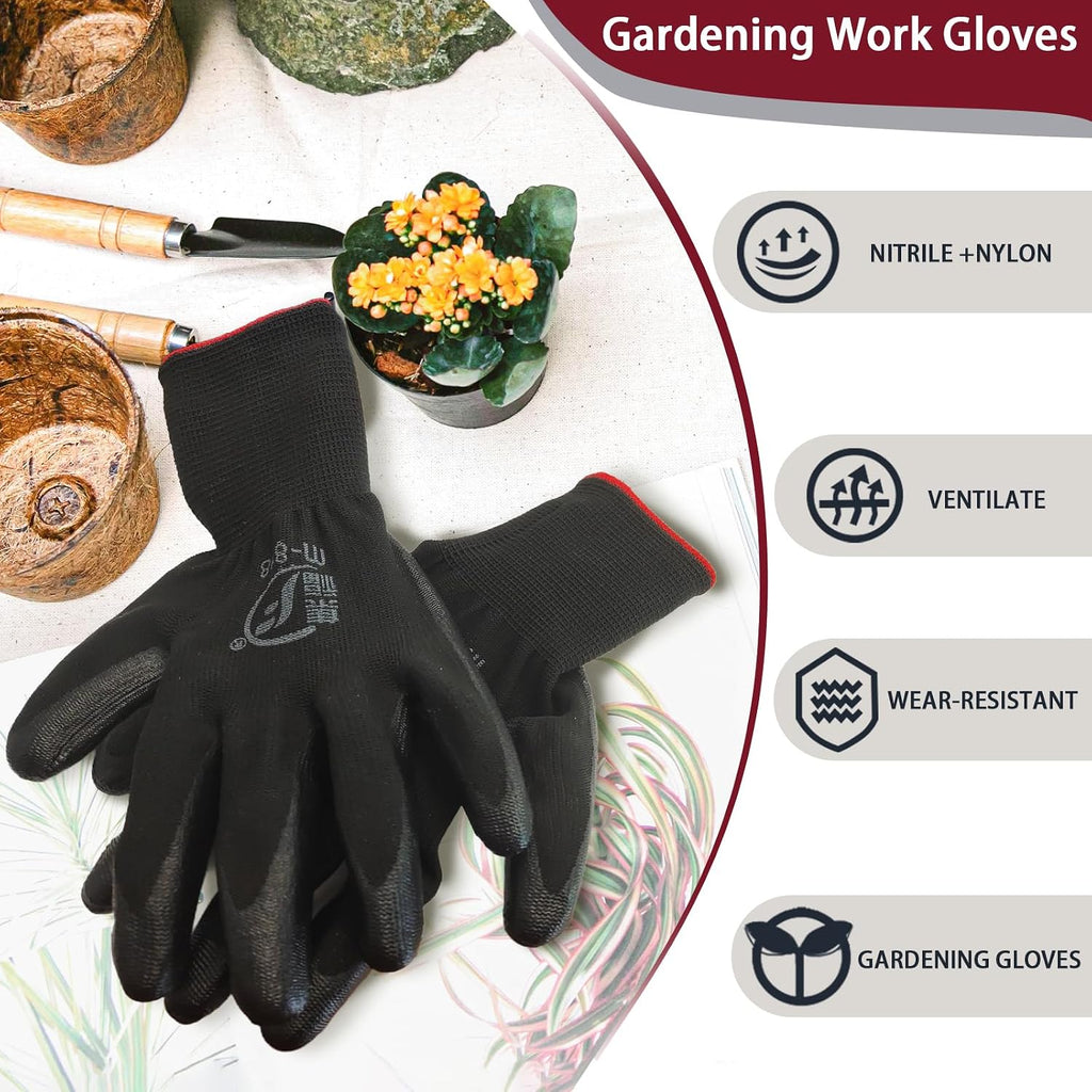 WHEATHUSK 120 Pairs Gardening Work Gloves Bulk for Men Women, Breathable Nitrile Rubber Coated Garden Gloves Dipped