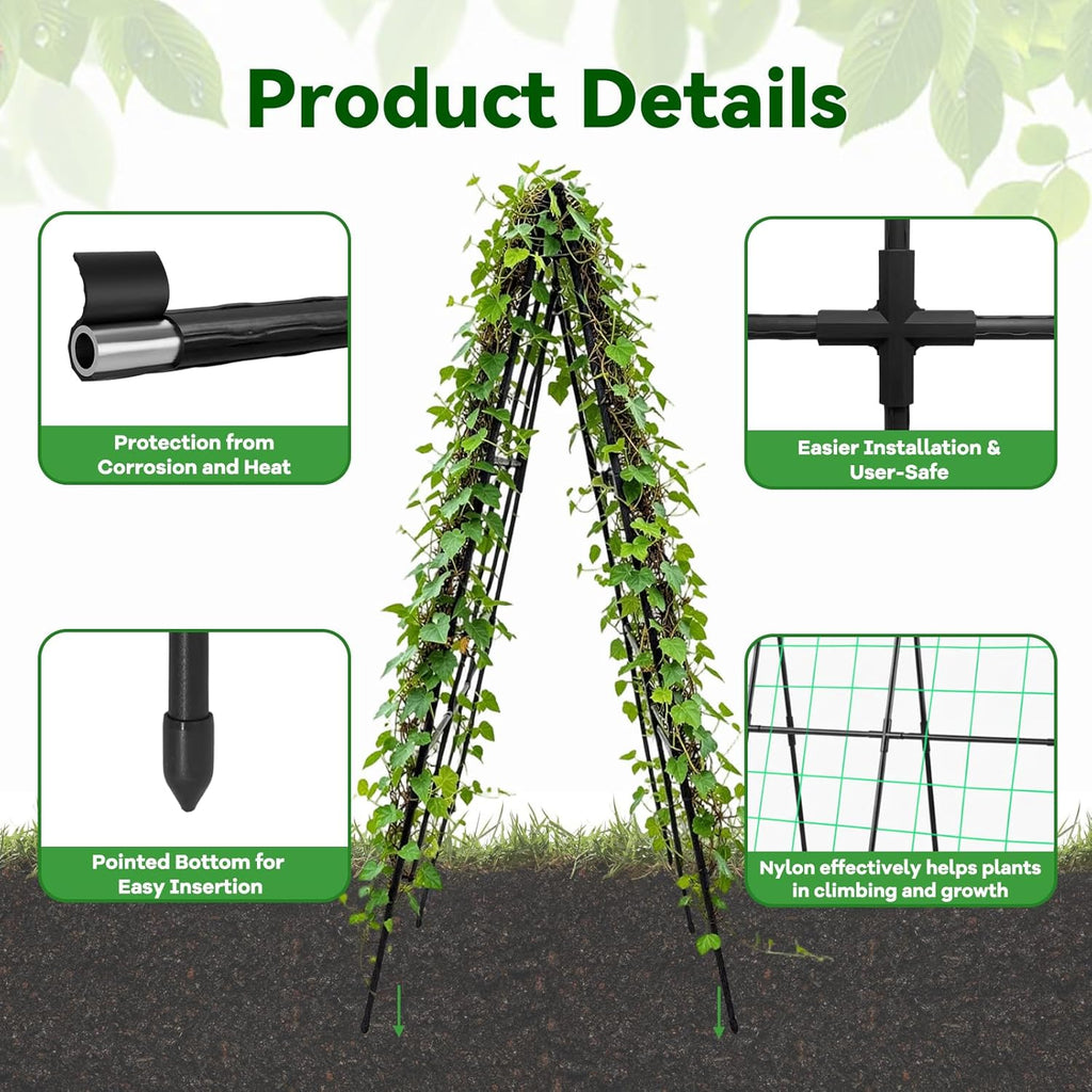 Cucumber Trellis - 49.4"*49.4" Metal Garden Trellis for Climbing Plants, Garden Trellis with Plastic-Coated Steel Pipe