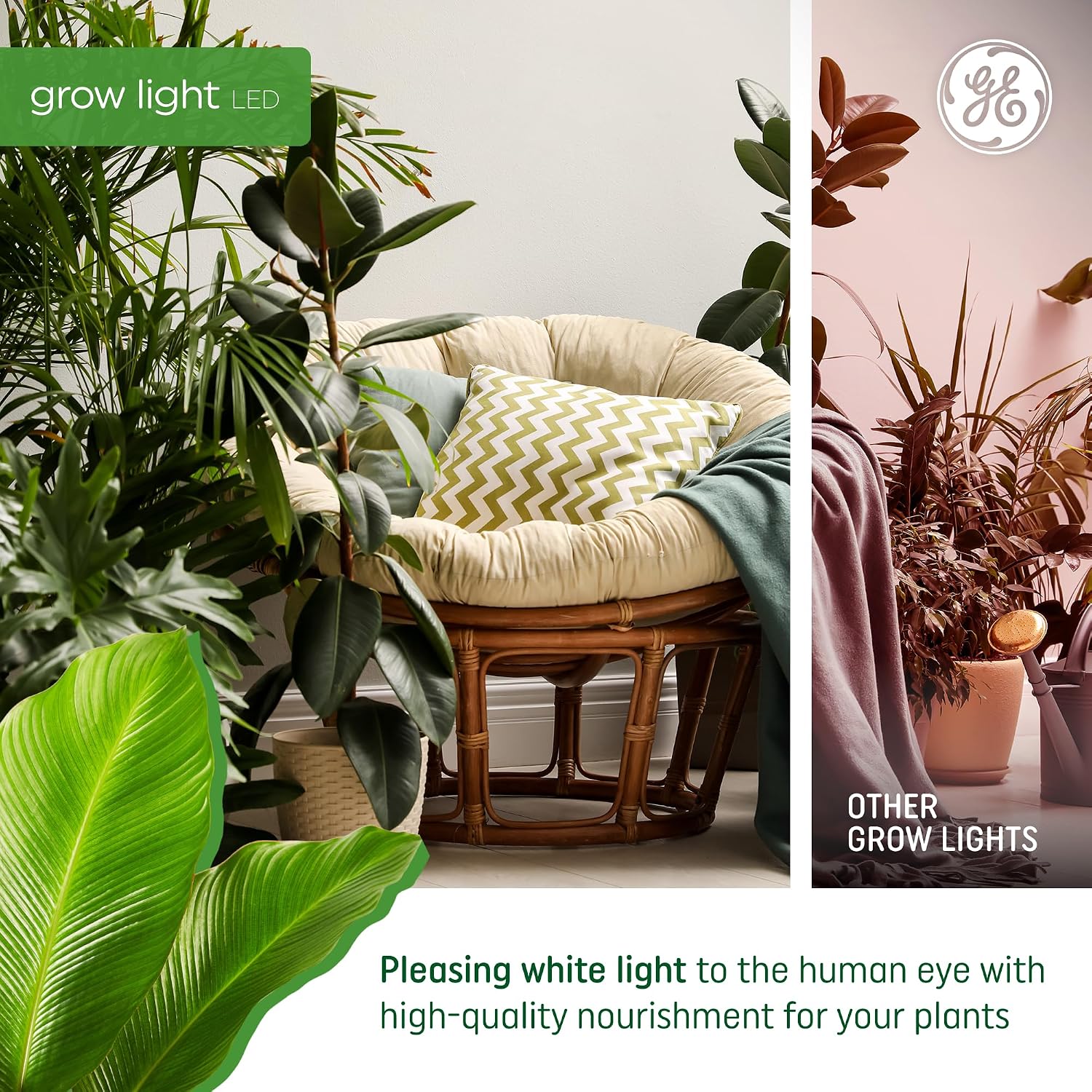 GE Grow Lights for Indoor Plants, A19 LED Light Bulbs for Flowers and Fruit with Advanced Red Light Spectrum, White