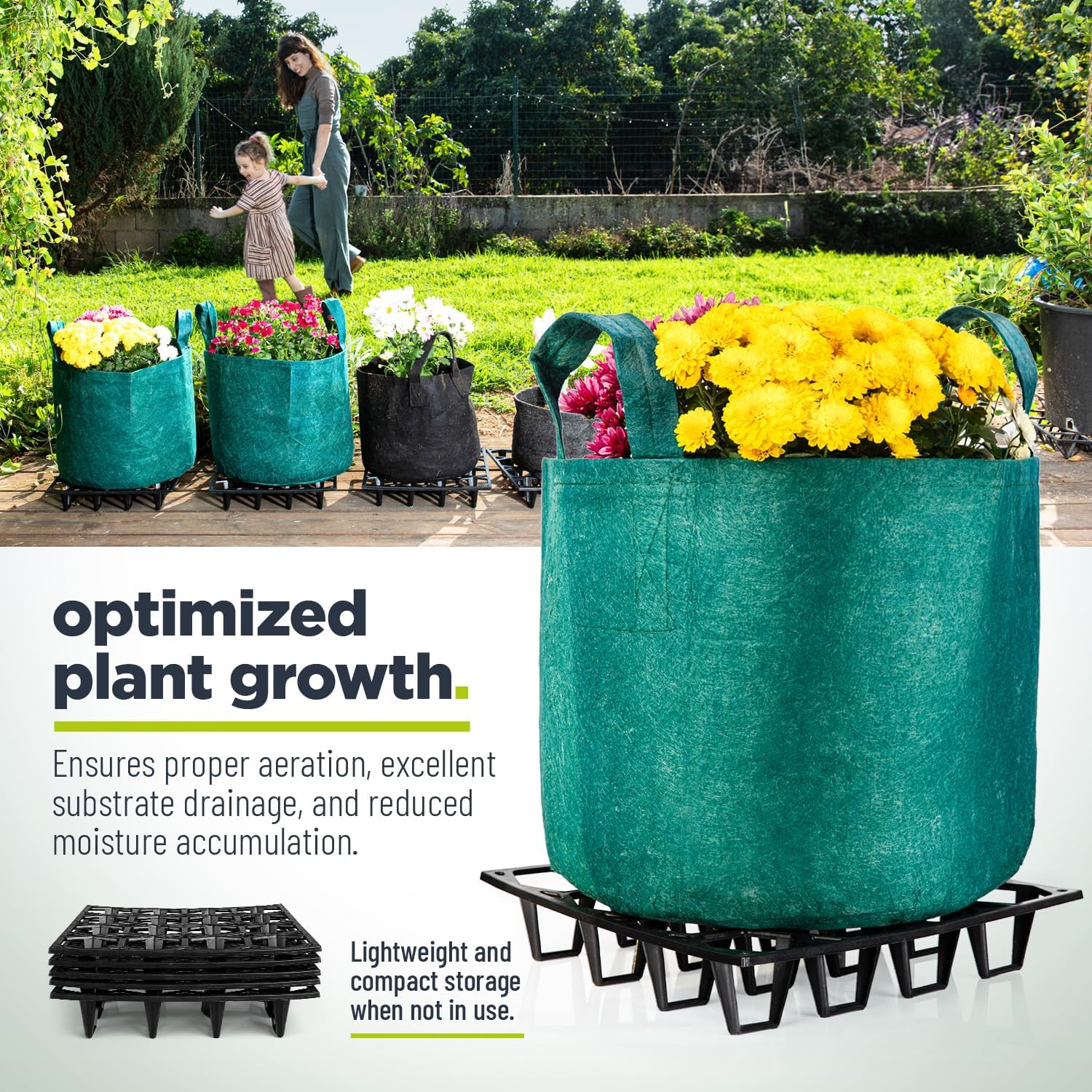 Plant Riser – Modular Pot Spacer for Grow Bags, Planters & Containers – UV-Resistant Drainage Tray for Airflow, Root