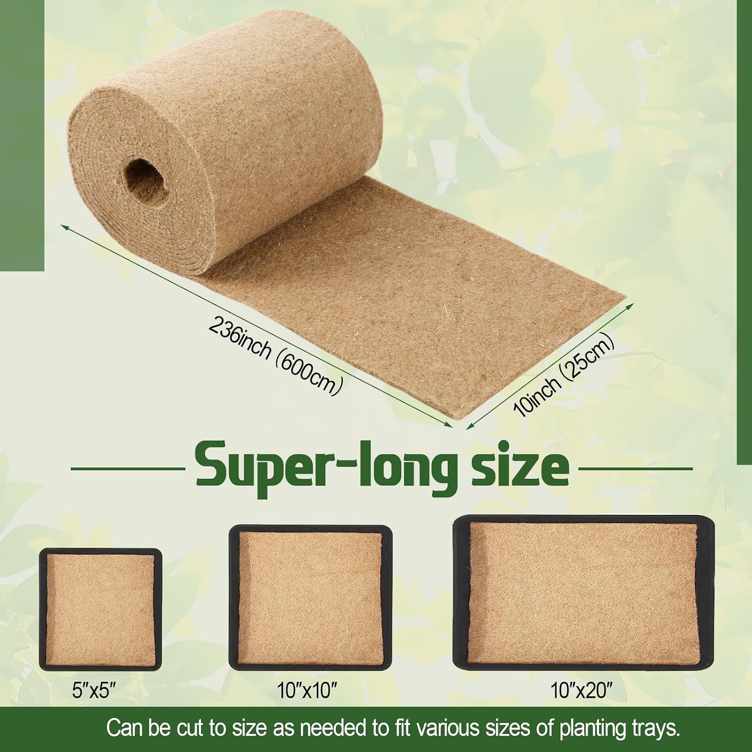 10 x 236 Microgreens Growing Mat Jute Fiber Grow Mats Extra Long Hydroponic Grow Pads for Wheatgrass, Sprouts
