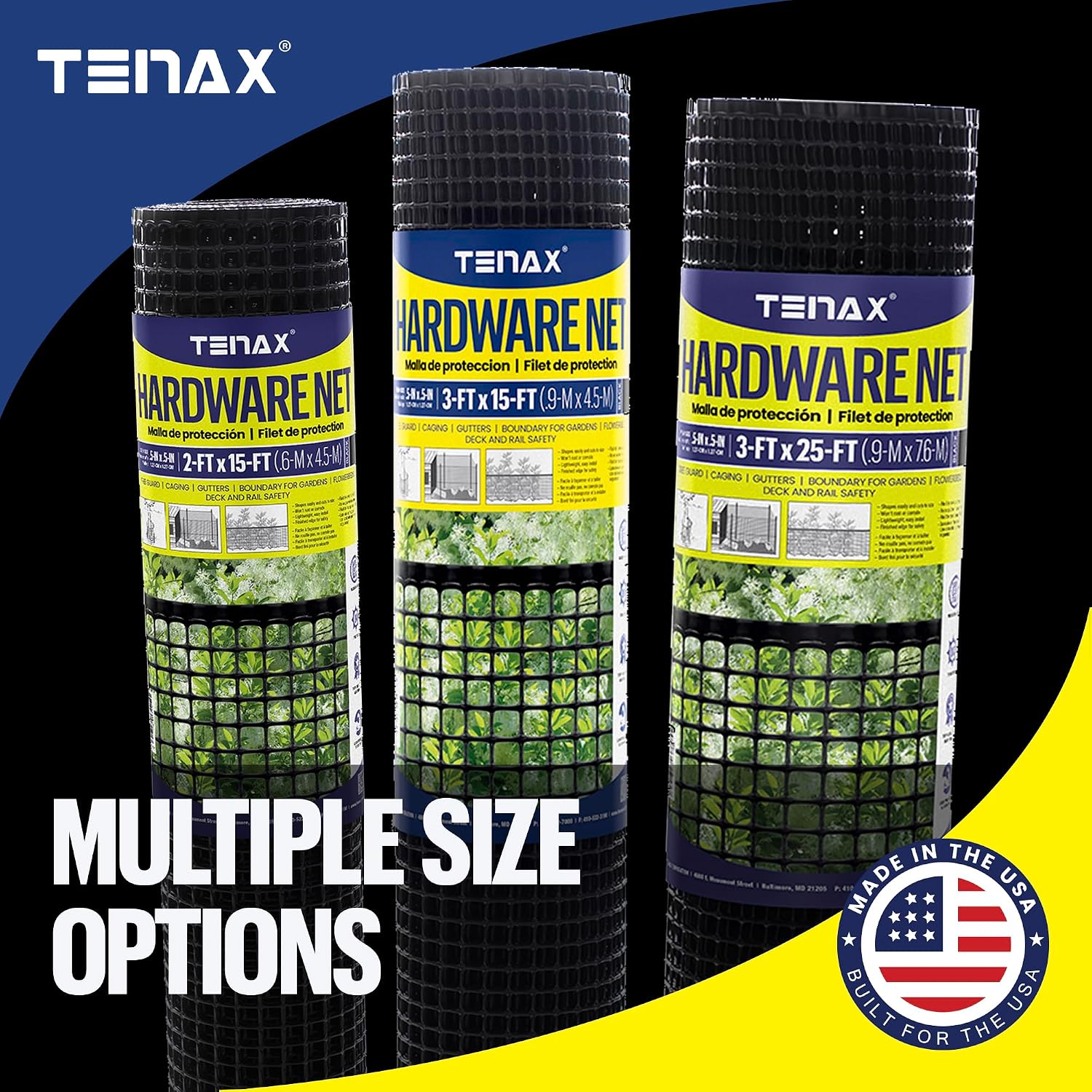 Tenax Garden Netting - Black Plastic Hardware Netting - 3' x 15' - Plastic