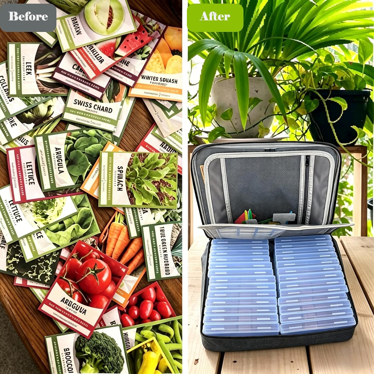 Seed Storage Organizer Kit, Seed Packet Organizer, Gray | Moisture-proof, Come with Clear Storage Organizer Boxes