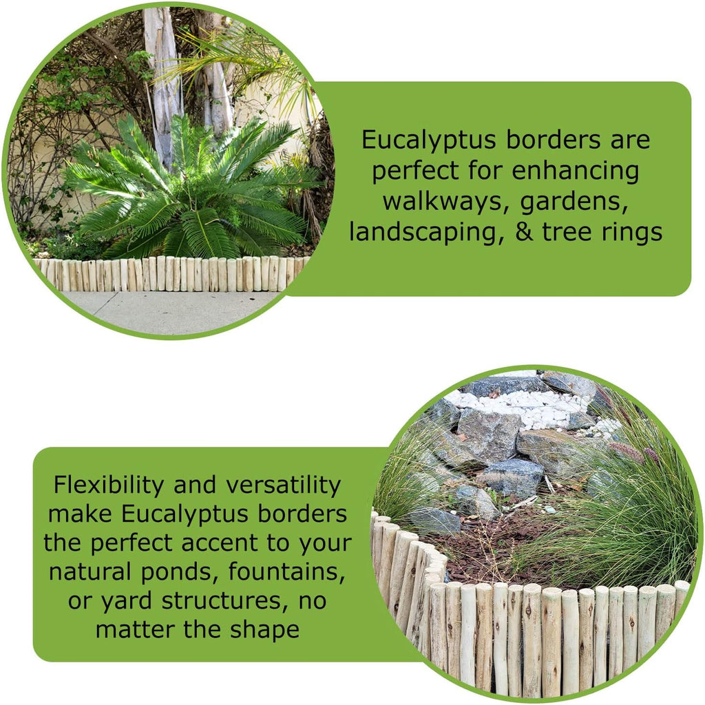 FOREVER BAMBOO Natural Eucalyptus Wood Solid Log for Garden Edging Lawn Landscape Fence Borders 72 in L x 6 in H x 1.25