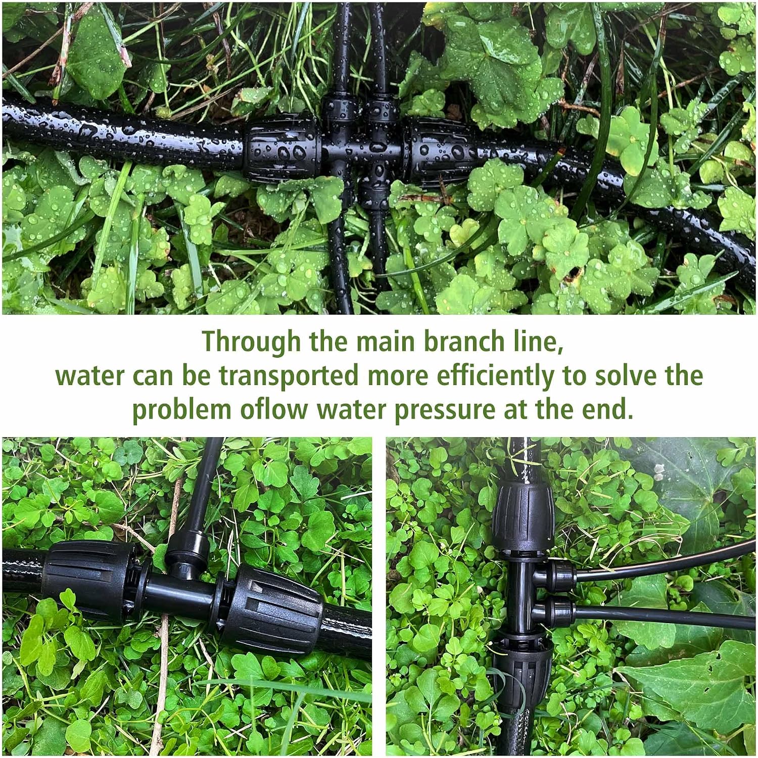 100FT 1/2 Inch Drip Irrigation Tubing with 10 Pack 1/2" to 1/4" Drip Irrigation Fittings, Drip Line Hose & Push-to-Fit