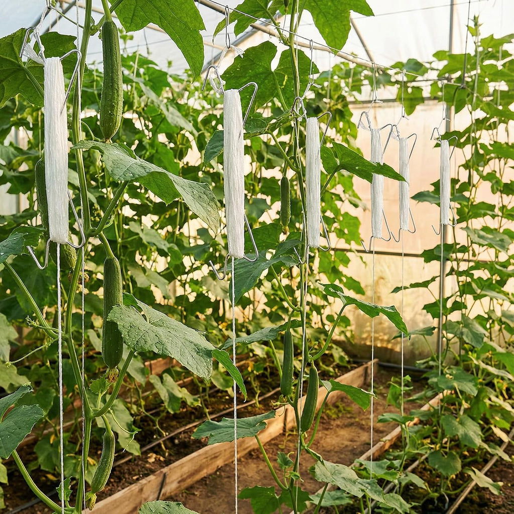 260 PCS Tomato Hooks with String, Tomato Support Hook & Plant Support Clips and 32.8 Ft Twine, Climbing Plants Hooks
