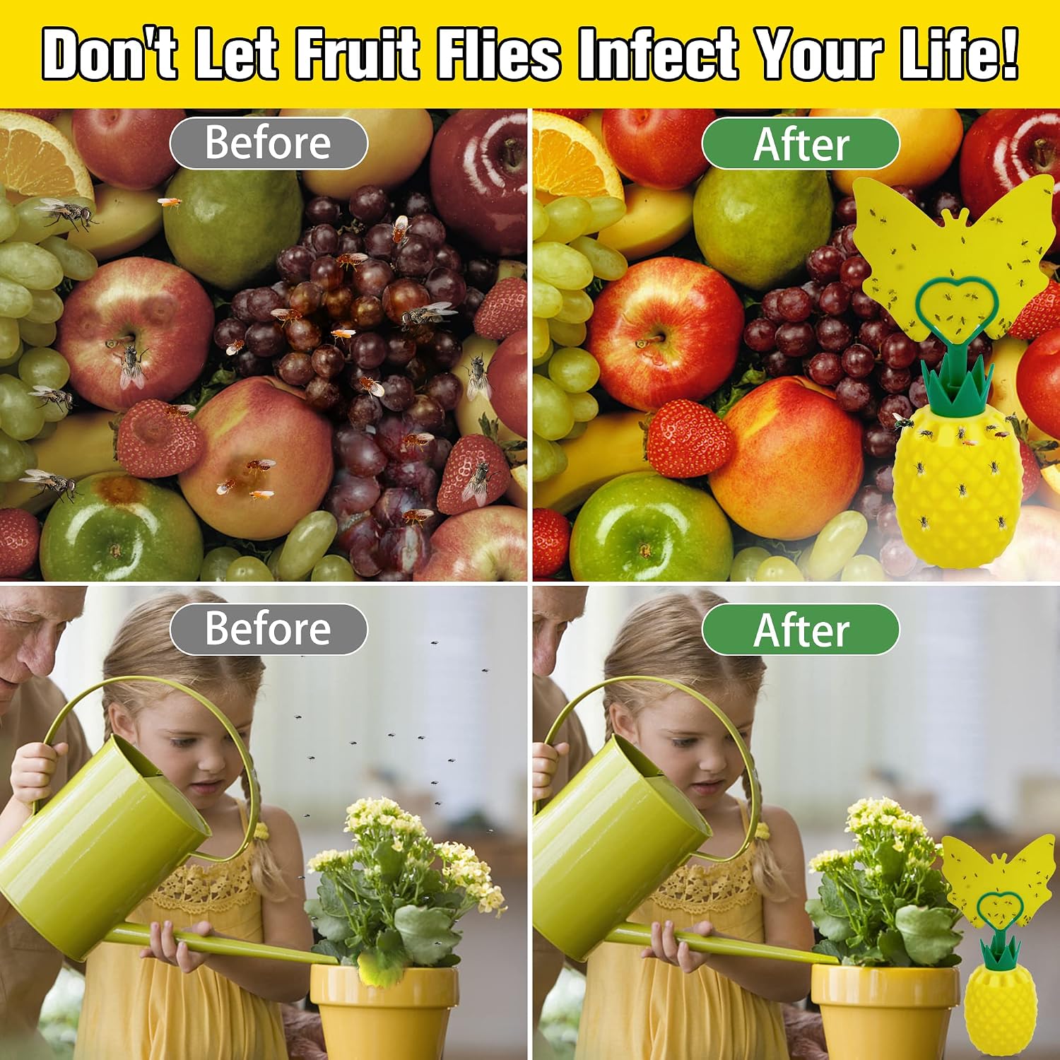 Fruit Fly Trap for Indoors, Effective Fruit Fly Catcher Gnat Killer | with Sticker, Gnat Traps for House Indoor with