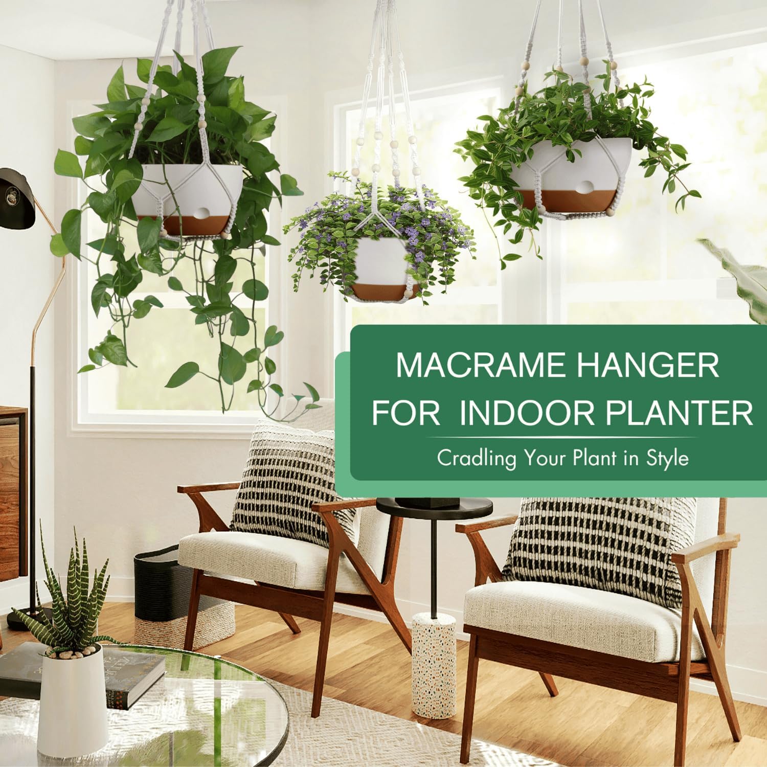 3 Pack 8/10/12 Inch Hanging Planters for Indoor Plants with Self-Watering Includes Hanging Pots for Plants, Outdoor