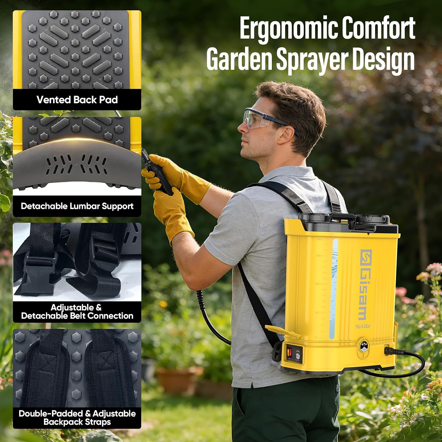 Battery Powered Backpack Sprayer with Auto Mixer,2 Batterie,120PSI Sprayer | 4.2 Gallon Electric Powerful Pump