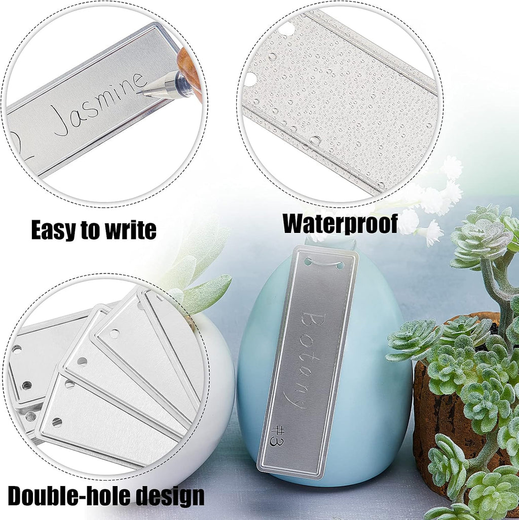 Ripeng 200 Pieces Aluminum Metal Plant Labels Writable Seedling Tree Tags with 6 Inch Wires Waterproof Double Sided
