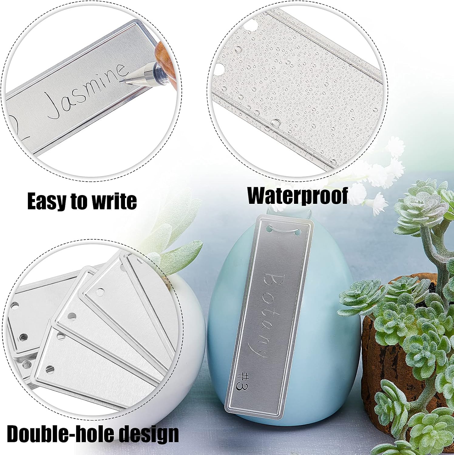 Ripeng 200 Pieces Aluminum Metal Plant Labels Writable Seedling Tree Tags with 6 Inch Wires Waterproof Double Sided