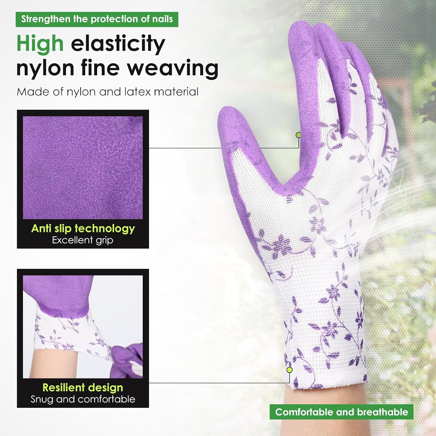 24 Pairs Gardening Gloves Bulk for Women,Thorn Proof Heavy Duty Garden Gloves, Breathable Nylon Latex Coated Yard