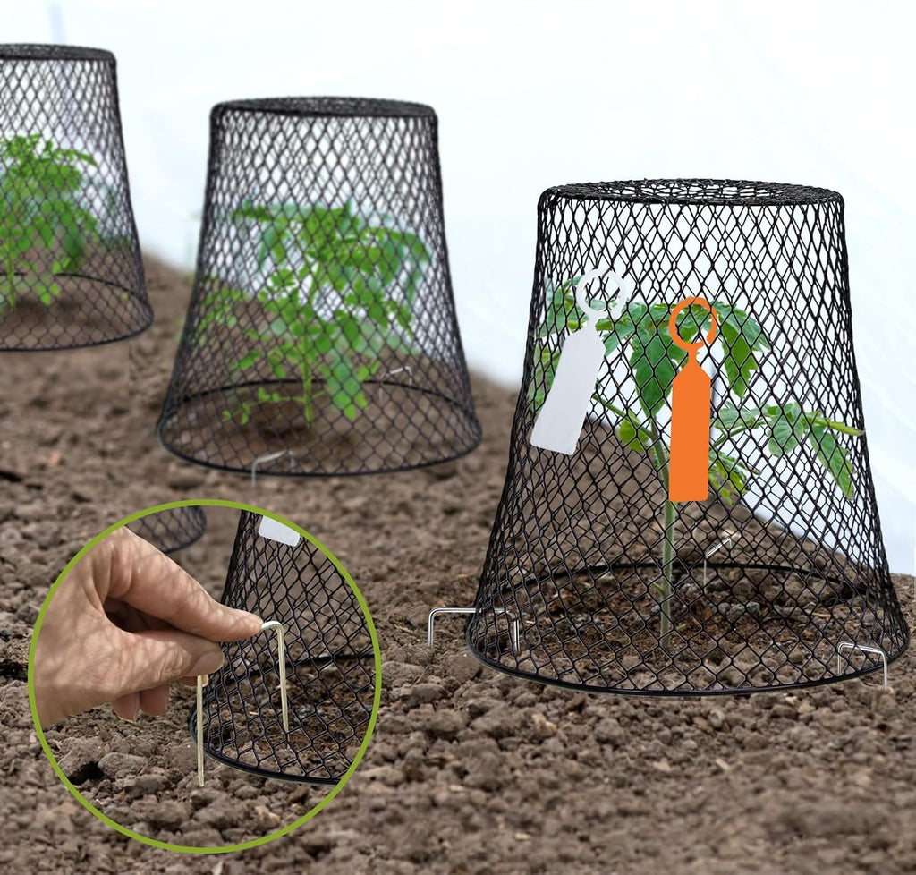 10 Pcs 9.13"×9.13" Chicken Wire Cloche Plant Covers Garden Netting Metal Heavy Duty Plant Protectors from Animals for