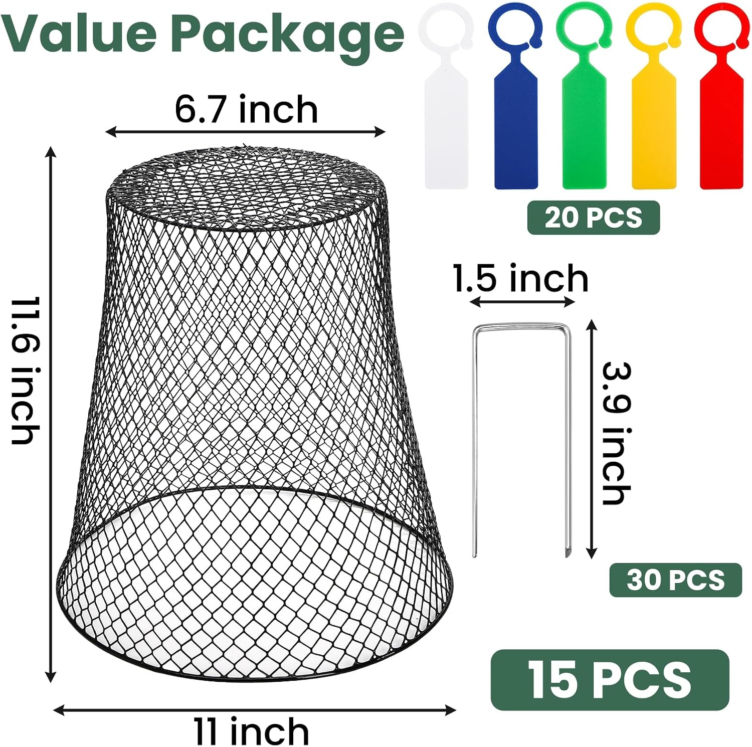 SOUJOY 15 Pcs 12 Inch Large Chicken Wire Cloche Plant Protector Cover, Heavy Duty Metal Garden Plant Protector from