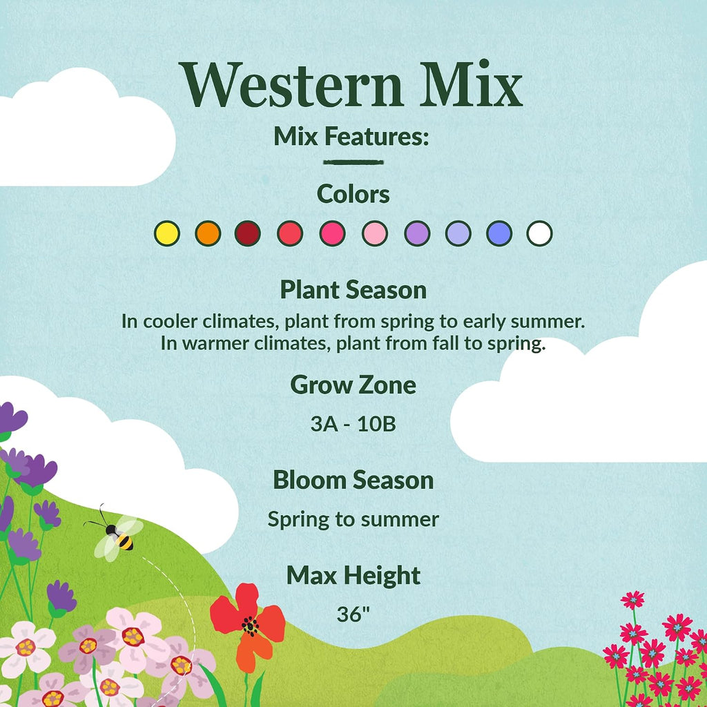 Ferry-Morse Colorado Western Bulk Wildflower Seeds, 500,000+, 1 lb | Non-GMO blend of native and adapted species for