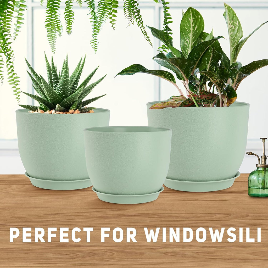 YNNICO Plant Pots 10/9/8/7.5/7 inch Flower Pots with Multi Mesh Drainage Holes, Planters for Indoor Outdoor Garden