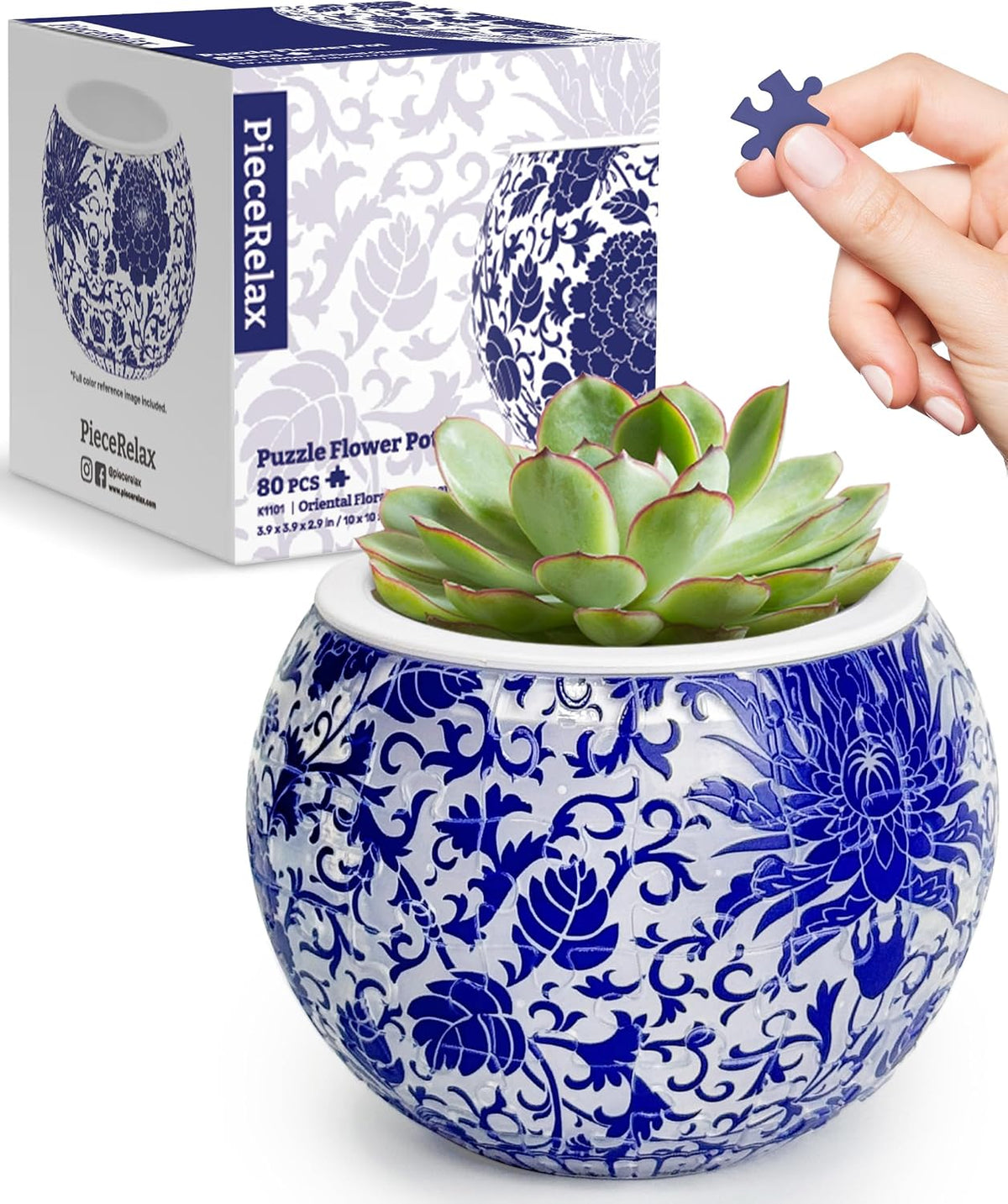 PieceRelax Unique 3D Puzzle Planter - 80 Plastic Pieces [K1101]