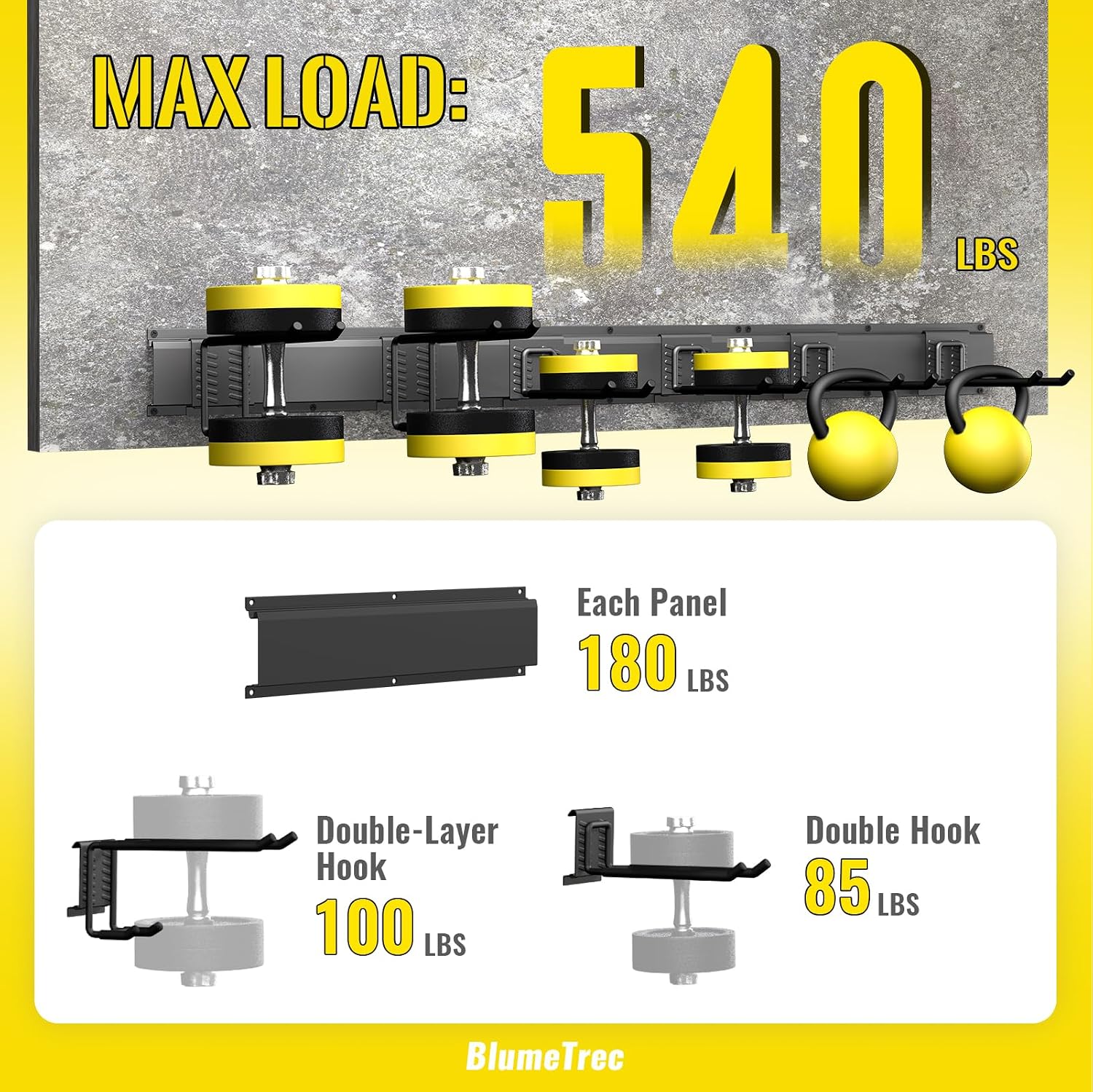 Garage Tool Organizer Wall Mount, 48" Heavy-Duty Metal Wall Organizer, 3 Rails with 6 Adjustable Hooks, Garden Storage