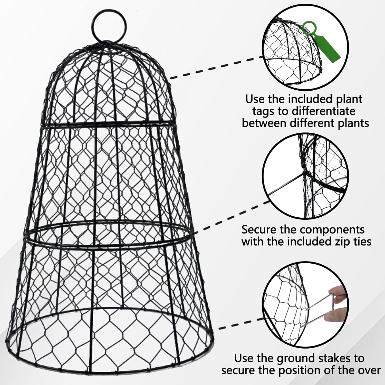 XMxoTxo 6 Packs 11.4" D x 17.7" H Garden Cloches for Plants,Upgraded Triple Combination,Rustproof Chicken Wire Cloches