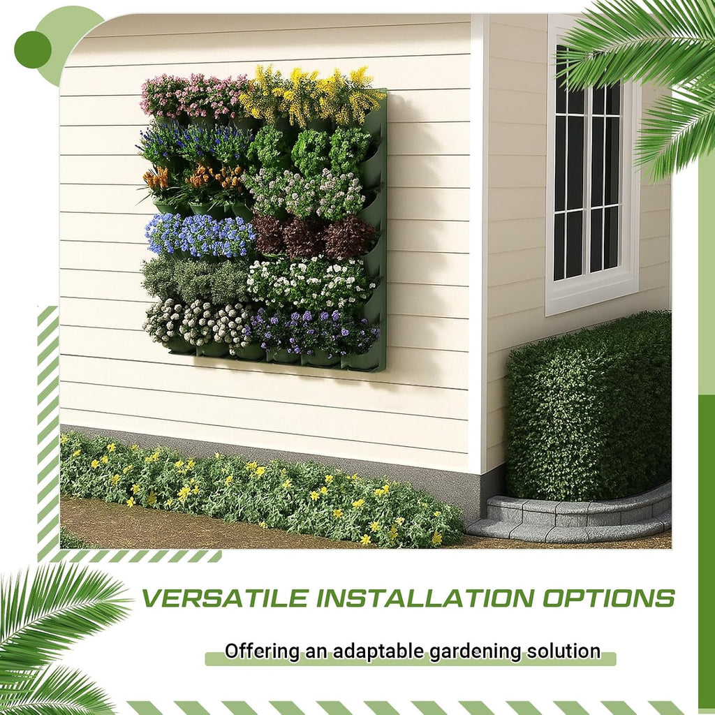 Briwooody 30 Set 60 Pocket Vertical Stackable Wall Planters Kit Outdoor Self Watering Plastic Planter Grow Hang Mount