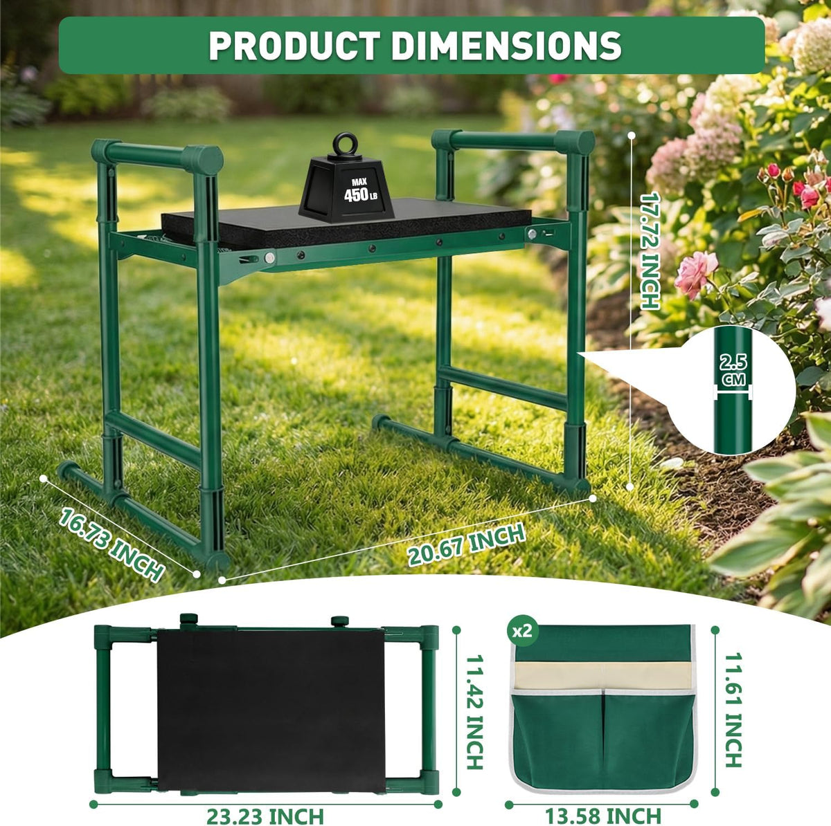 Garden Kneeler and Seat for Seniors – Heavy Duty Anti-Tip Gardening Stool with Widened Thick Soft Kneeling Pad
