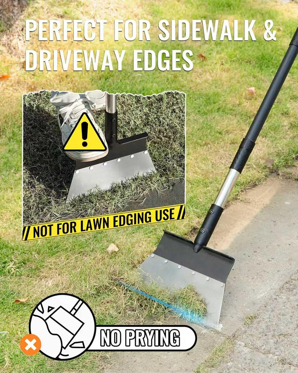 Garden Flat Shovel, Heavy Duty Multifunctional Cleaning Shovel with 60" Adjustable Long Handle, Metal Floor Scraper