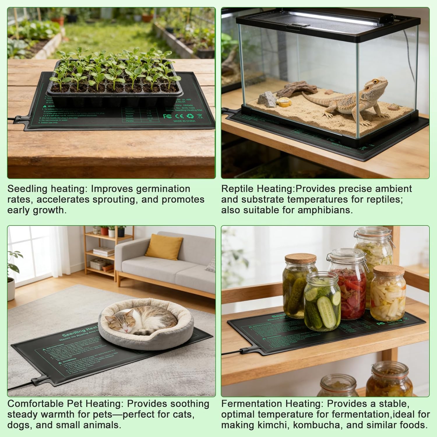 Bestio10"x 20.75" Seedling Heat Mat and Digital Thermostat Combo Set,MET & UL Certified Plant Heat Mat Heat mat for