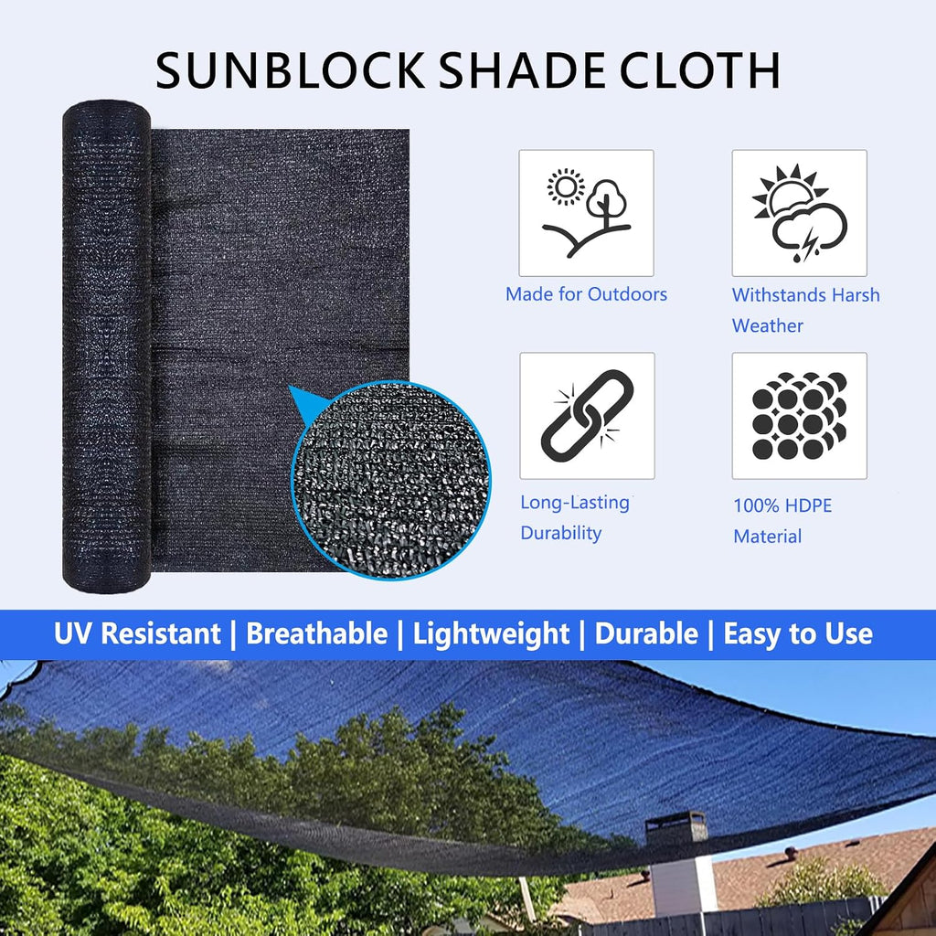 60% Shade Cloth Roll 6ft x 100ft - HDPE Sun Shade Fabric Roll, UV Block Cuttable Shade Mesh for Garden, Greenhouse