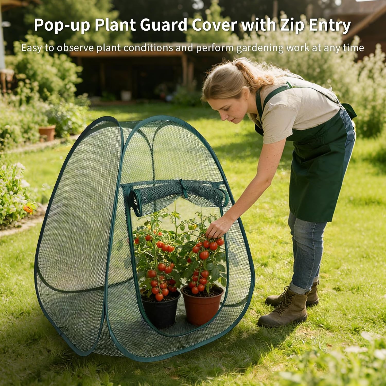 2PCS Large Mesh Plant Protector Tent from Animals, 28X28X32In Pop Up Plant Protection Enclosure Garden Netting Cover