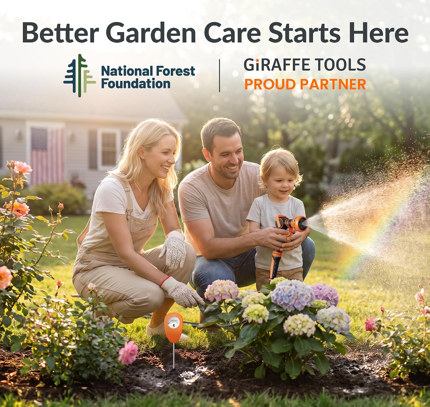 Giraffe Tools Garden Hose 5/8", 25FT Hose with Nozzle & Moisture Meter Set | Complete Watering Kit with Garden Hose