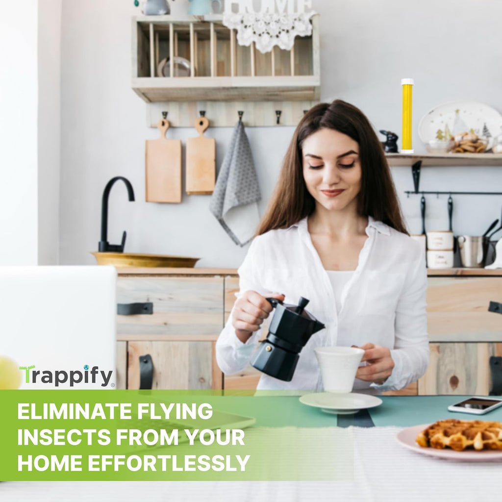 Trappify Hanging Fly Trap & Fruit Fly Traps for Indoors, Yellow, 8 Pack | Recycled Paper Stick with Ultra-Tacky