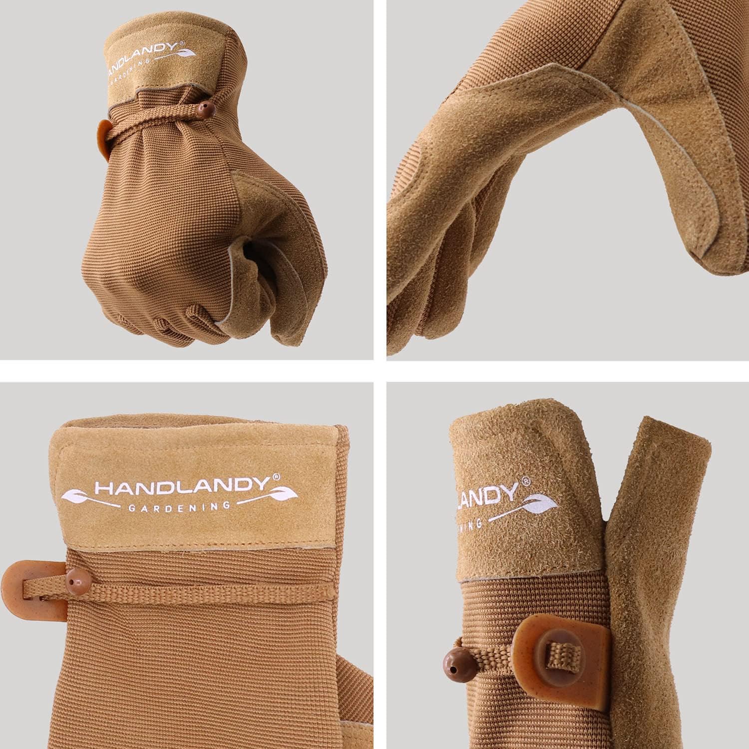 HANDLANDY HLDD Work Gloves for Women and Ladies, Leather Gardening Gloves Flexible Mechanic Working Gloves