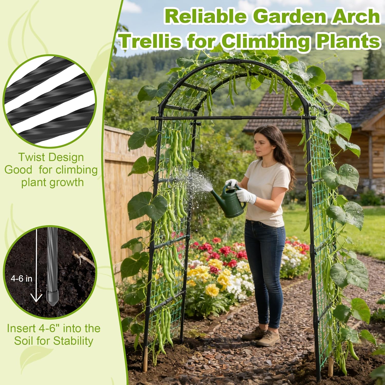 Miory Garden Arch Trellis for Climbing Plants Outdoor, 7ft Tall Plants Support Trellis for Climbing Vine Tomato