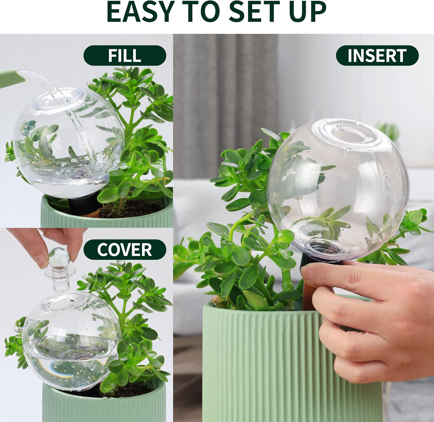 Soilagua 19 oz Extra Large Plant Self Watering Globes Top Fill, Plastic Water Bulbs, Slow Release Terracotta Self
