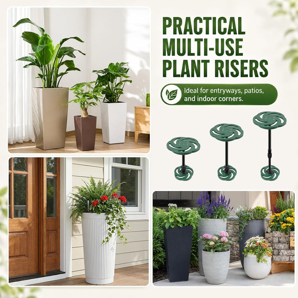 2 Pack Plant Risers for Inside Pots, 12-21" Adjustable Height Plant Riser | Plastic Planter Inserts for Large Tall