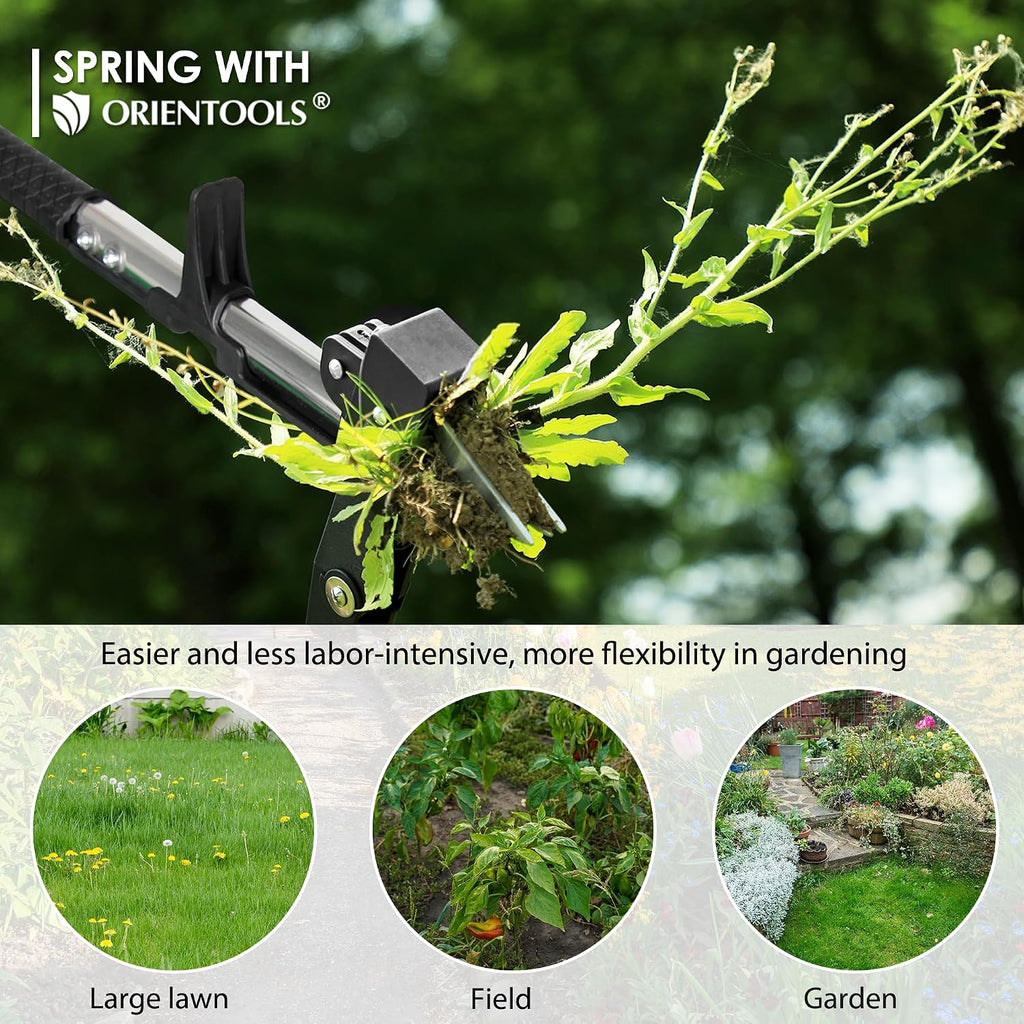 ORIENTOOLS Weed Puller, Stand Up Weed Puller, 32 to 41 inch Long Handle, Upgrade Detachable Telescopic Handle Garden