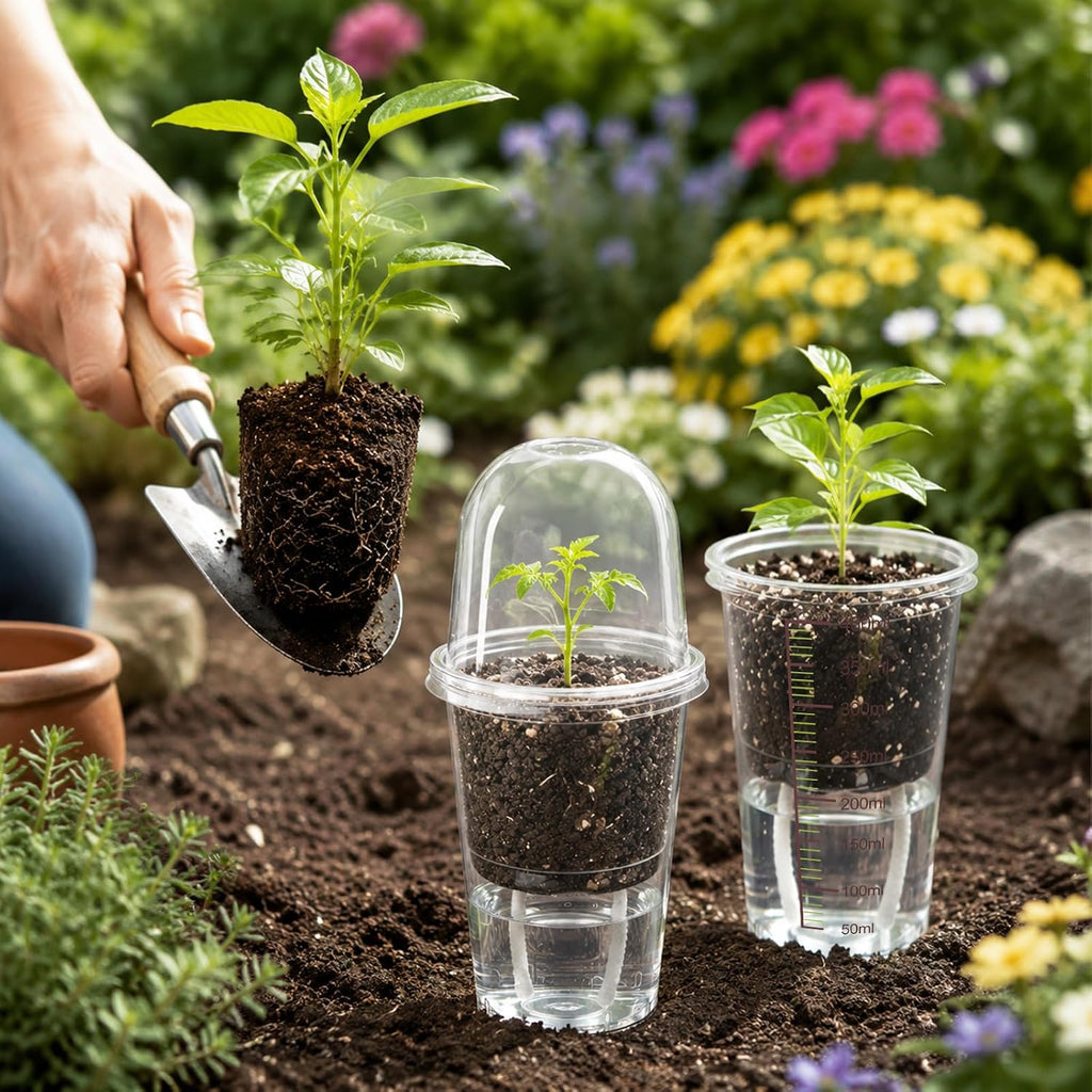30 Pack 3.5" Self Watering Propagation Pots, Seed Starter Cups with Dome | Large Dual-Layer Clear Pots, Vent Dome