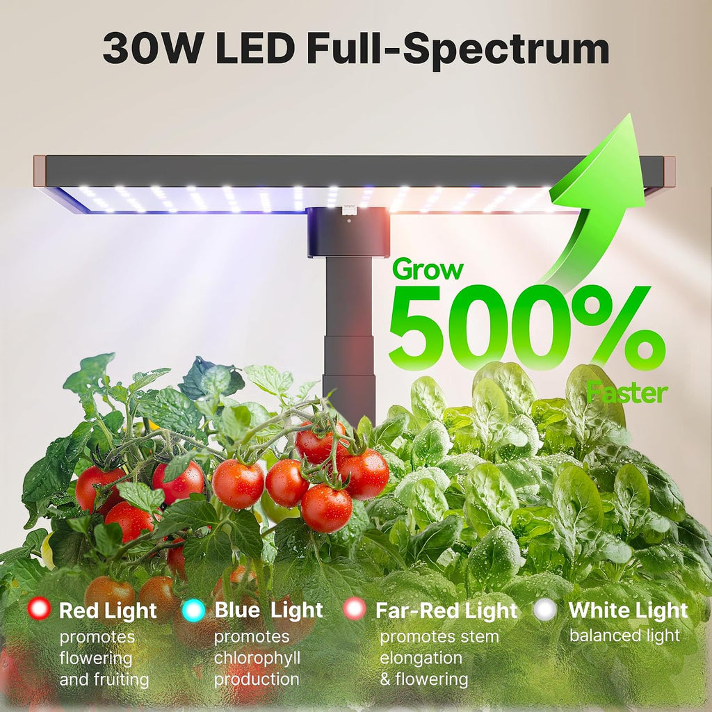 SUNCOZE Smart Hydroponics Growing System, 20 Pods, 25 in Adjustable Height | Indoor Herb Garden with 30W LED Grow