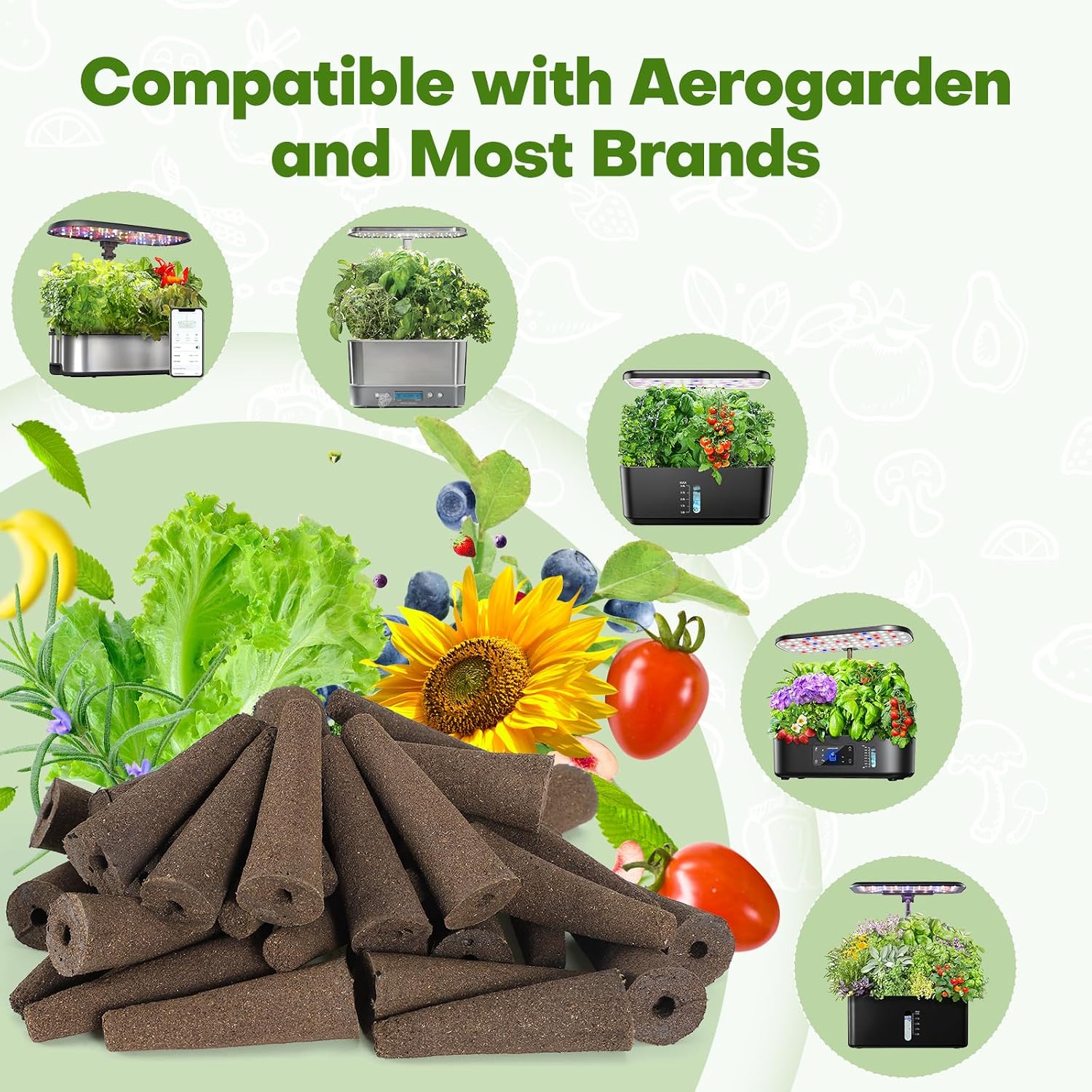 166PCS Hydroponic Pods Herb Kit: Grow Anything Kit With 600ml A&B Plant Food, 40 Grow Sponges, 40 Baskets, 40 Domes, 40