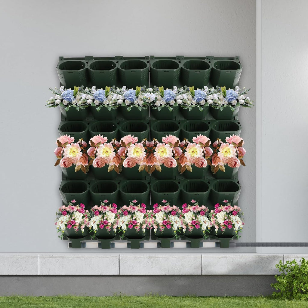 Self Watering Planters with Timer and Rain Sensor, 36-Pocket Wall Mounted Vertical Garden System - Automatic Drip
