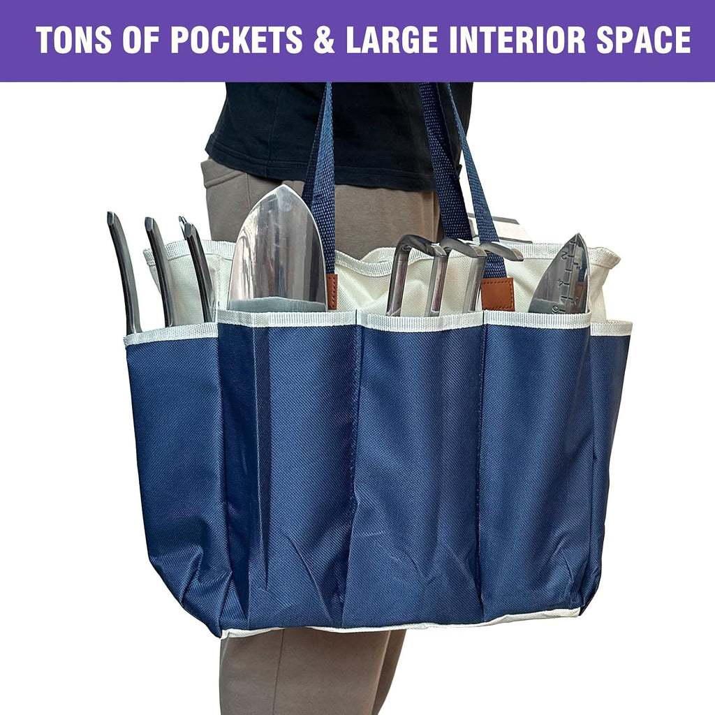 Gardening Tool Set, 10-Piece Heavy-Duty Aluminum Garden Tools with Non-Slip Handles and Large Tool Bag with Storage
