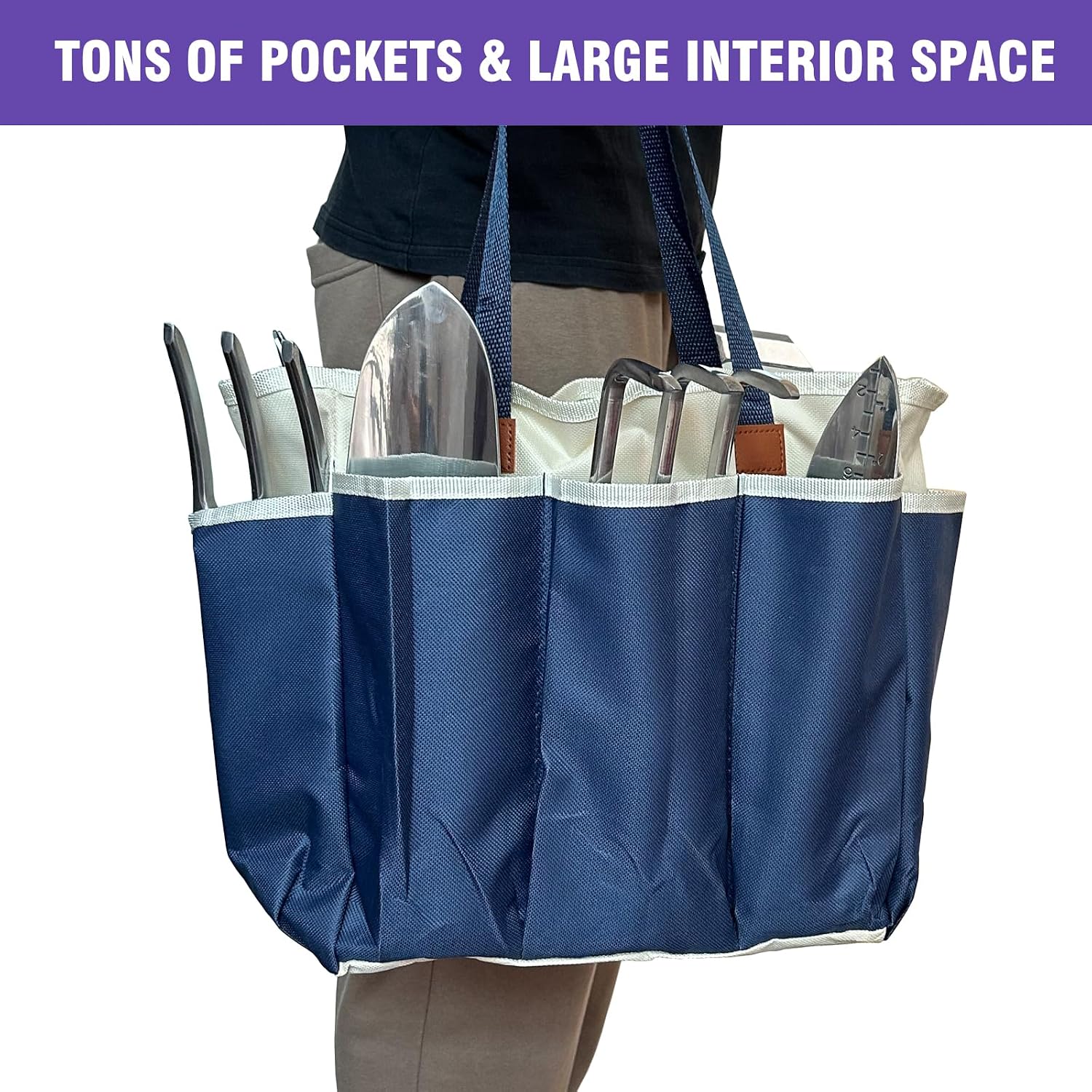 Gardening Tool Set, 10-Piece Heavy-Duty Aluminum Garden Tools with Non-Slip Handles and Large Tool Bag with Storage
