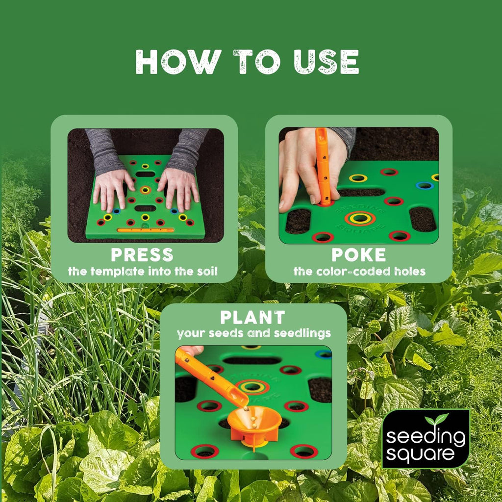 Planting Tool, Seed Planter for Square Foot Gardening Kit | Patented Seedling Spacer Tool | Colour-Coded Spacing