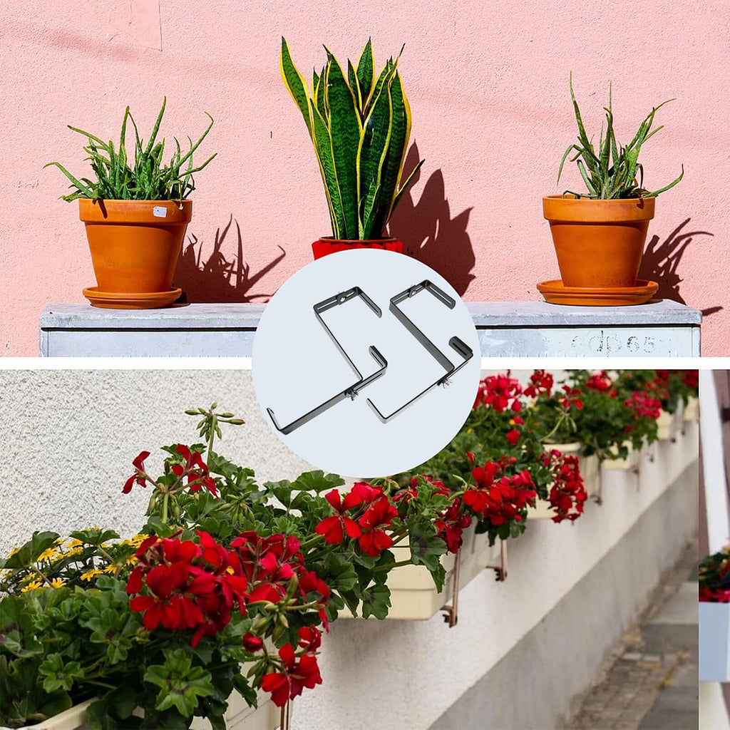 Kisangel Flower Pot Bracket Wall Planter Hook for Balcony Railing Adjustable Plant Hooks for Deck Boards Outdoor