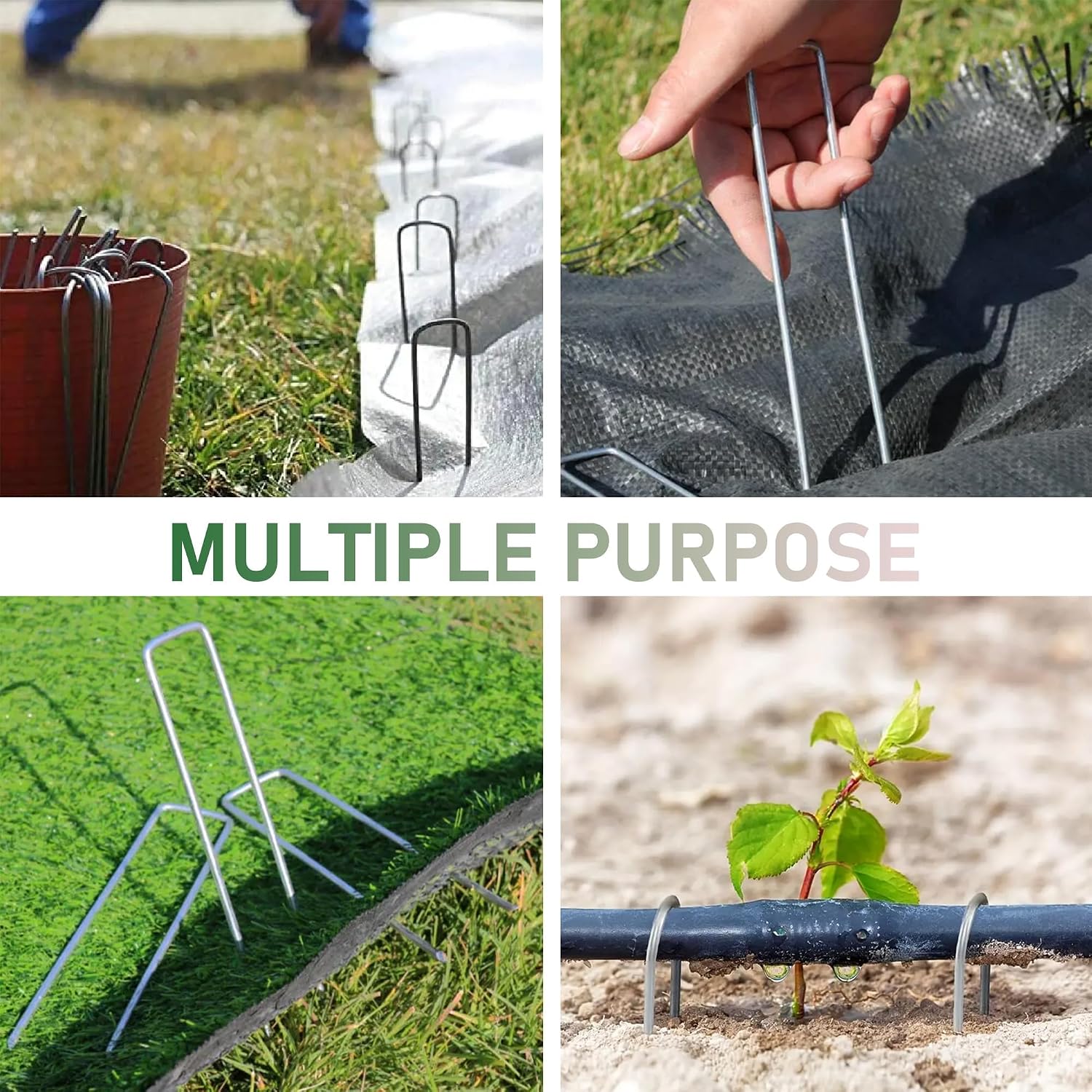 500 Pack Landscape Staples 6 Inches 11 Gauge Stakes, Galvanized Garden Stakes U-Shaped Pins and Landscaping Staples for