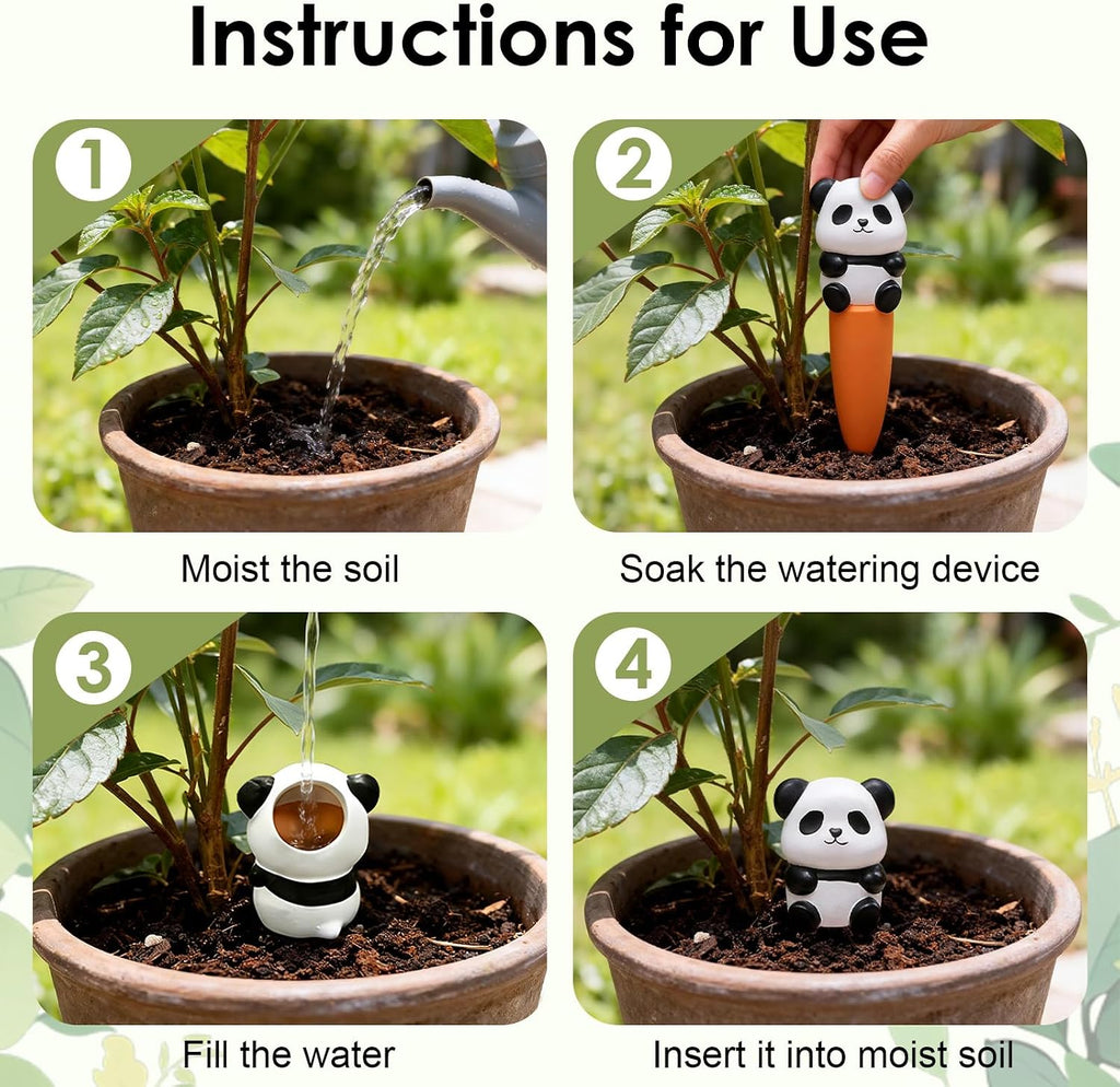 MCleanPin 4 Pack Plant Watering Spikes and Globes Handmade Terracotta Self-Watering Planter Insert Automatic Plant