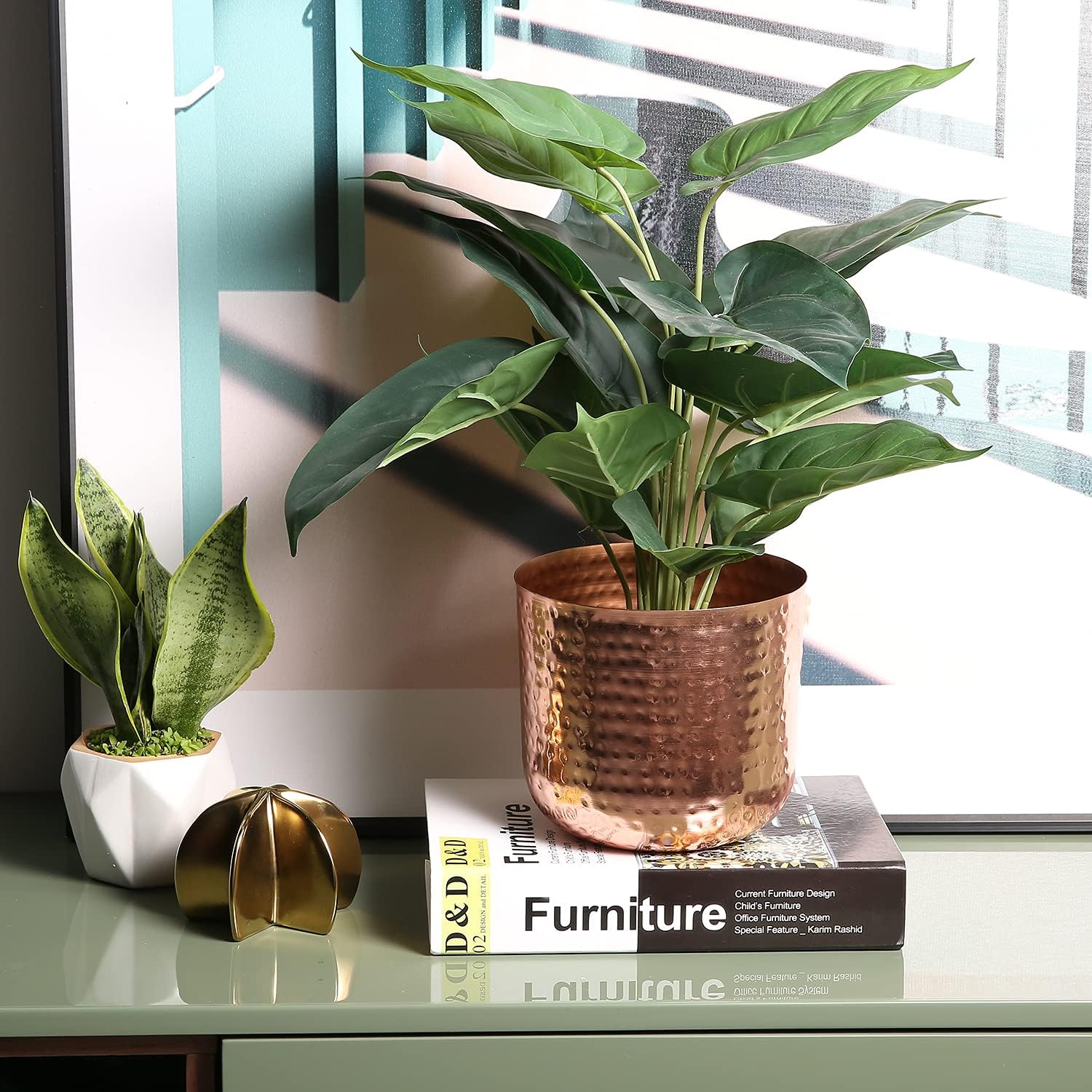 MyGift Hammered Copper Tone Metal Planter Pot with Flared Rim, 6.5 Inch | Handcrafted in India, the textured finish and
